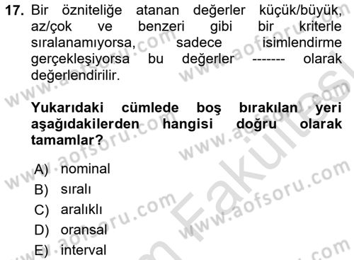 İşletme Bilgi Sistemleri Dersi 2025 - 2026 Yılı (Vize) Ara Sınav Soruları 17. Soru