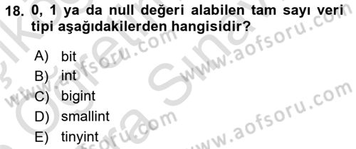 İşletme Bilgi Sistemleri Dersi 2025 - 2026 Yılı (Vize) Ara Sınav Soruları 18. Soru