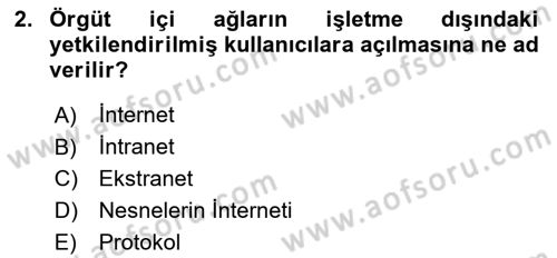 İşletme Bilgi Sistemleri Dersi 2025 - 2026 Yılı (Vize) Ara Sınav Soruları 2. Soru