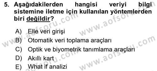 İşletme Bilgi Sistemleri Dersi 2025 - 2026 Yılı (Vize) Ara Sınav Soruları 5. Soru