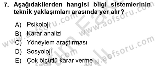 İşletme Bilgi Sistemleri Dersi 2025 - 2026 Yılı (Vize) Ara Sınav Soruları 7. Soru