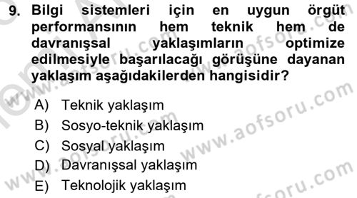 İşletme Bilgi Sistemleri Dersi 2025 - 2026 Yılı (Vize) Ara Sınav Soruları 9. Soru