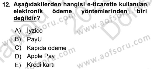 İşletme Bilgi Sistemleri Dersi 2025 - 2026 Yılı (Final) Dönem Sonu Sınav Soruları 12. Soru