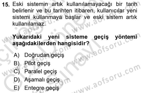 İşletme Bilgi Sistemleri Dersi 2025 - 2026 Yılı (Final) Dönem Sonu Sınav Soruları 15. Soru