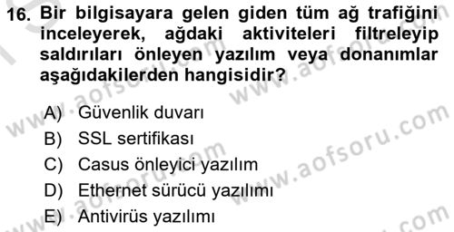 İşletme Bilgi Sistemleri Dersi 2025 - 2026 Yılı (Final) Dönem Sonu Sınav Soruları 16. Soru