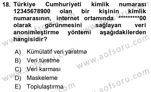İşletme Bilgi Sistemleri Dersi 2025 - 2026 Yılı (Final) Dönem Sonu Sınav Soruları 18. Soru