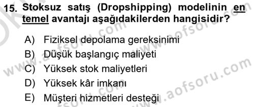 İşletme Bilgi Sistemleri Dersi 2025 - 2026 Yılı Yaz Okulu Sınav Soruları 15. Soru