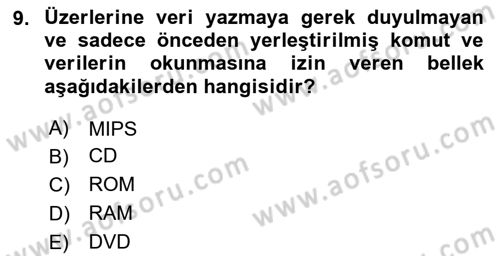 İşletme Bilgi Sistemleri Dersi 2025 - 2026 Yılı Yaz Okulu Sınav Soruları 9. Soru