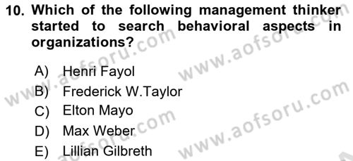 Organization Theory and Design Dersi 2020 - 2021 Yılı Yaz Okulu Sınav Soruları 10. Soru