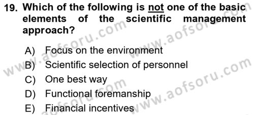 Organization Theory and Design Dersi 2020 - 2021 Yılı Yaz Okulu Sınav Soruları 19. Soru