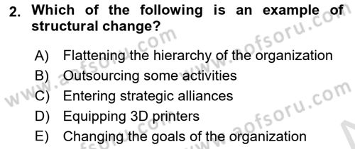Organization Theory and Design Dersi 2020 - 2021 Yılı Yaz Okulu Sınav Soruları 2. Soru