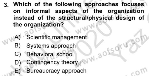 Organization Theory and Design Dersi 2020 - 2021 Yılı Yaz Okulu Sınav Soruları 3. Soru