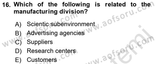 Organization Theory and Design Dersi 2021 - 2022 Yılı (Vize) Ara Sınav Soruları 16. Soru