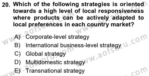 Organization Theory and Design Dersi 2021 - 2022 Yılı (Vize) Ara Sınav Soruları 20. Soru