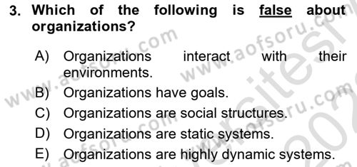 Organization Theory and Design Dersi 2021 - 2022 Yılı (Vize) Ara Sınav Soruları 3. Soru