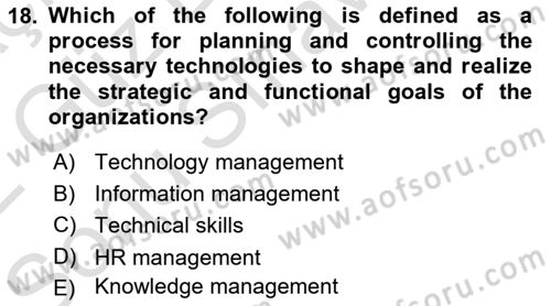 Organization Theory and Design Dersi 2021 - 2022 Yılı (Final) Dönem Sonu Sınav Soruları 18. Soru