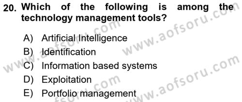 Organization Theory and Design Dersi 2021 - 2022 Yılı (Final) Dönem Sonu Sınav Soruları 20. Soru