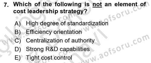 Organization Theory and Design Dersi 2021 - 2022 Yılı (Final) Dönem Sonu Sınav Soruları 7. Soru