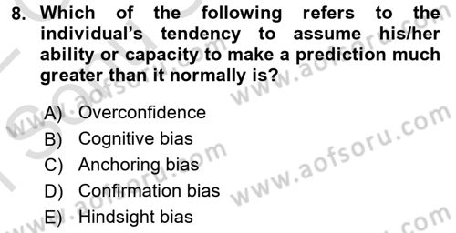 Organization Theory and Design Dersi 2021 - 2022 Yılı (Final) Dönem Sonu Sınav Soruları 8. Soru