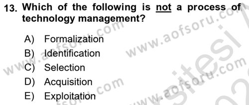 Organization Theory and Design Dersi 2021 - 2022 Yılı Yaz Okulu Sınav Soruları 13. Soru