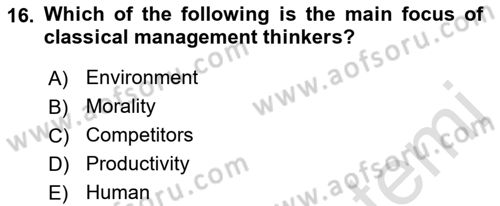 Organization Theory and Design Dersi 2021 - 2022 Yılı Yaz Okulu Sınav Soruları 16. Soru