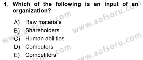 Organization Theory and Design Dersi 2022 - 2023 Yılı (Vize) Ara Sınav Soruları 1. Soru