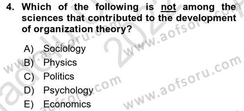 Organization Theory and Design Dersi 2022 - 2023 Yılı (Vize) Ara Sınav Soruları 4. Soru