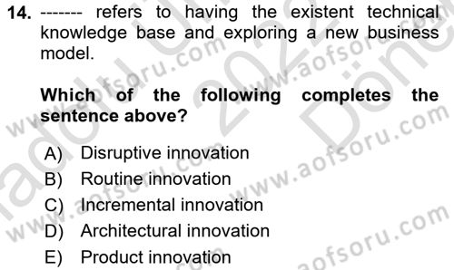 Organization Theory and Design Dersi 2022 - 2023 Yılı (Final) Dönem Sonu Sınav Soruları 14. Soru