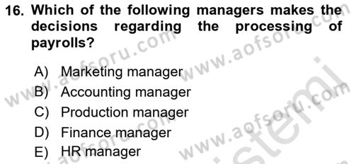 Organization Theory and Design Dersi 2022 - 2023 Yılı (Final) Dönem Sonu Sınav Soruları 16. Soru