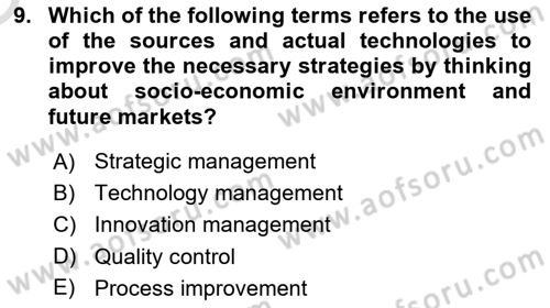 Organization Theory and Design Dersi 2022 - 2023 Yılı Yaz Okulu Sınav Soruları 9. Soru