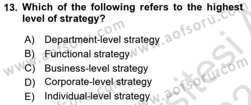 Organization Theory and Design Dersi 2023 - 2024 Yılı (Vize) Ara Sınav Soruları 13. Soru