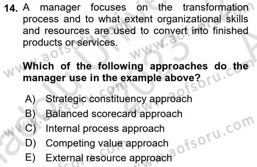 Organization Theory and Design Dersi 2023 - 2024 Yılı (Vize) Ara Sınav Soruları 14. Soru