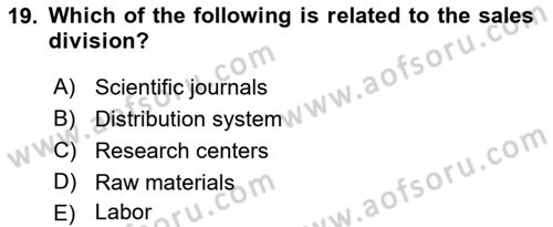 Organization Theory and Design Dersi 2023 - 2024 Yılı (Vize) Ara Sınav Soruları 19. Soru