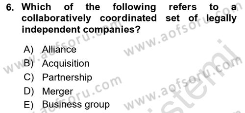 Organization Theory and Design Dersi 2023 - 2024 Yılı (Vize) Ara Sınav Soruları 6. Soru