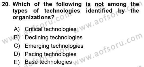 Organization Theory and Design Dersi 2023 - 2024 Yılı Yaz Okulu Sınav Soruları 20. Soru