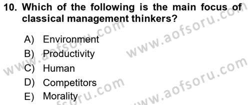 Organization Theory and Design Dersi 2024 - 2025 Yılı (Vize) Ara Sınav Soruları 10. Soru