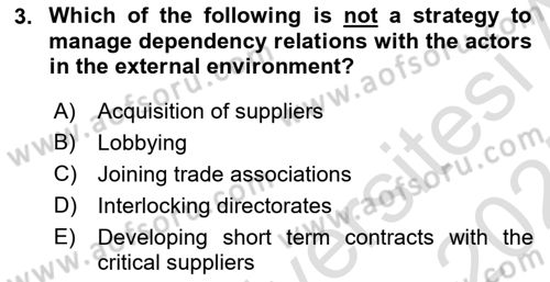 Organization Theory and Design Dersi 2024 - 2025 Yılı (Vize) Ara Sınav Soruları 3. Soru
