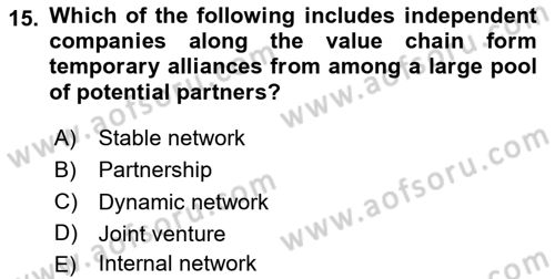 Organization Theory and Design Dersi 2024 - 2025 Yılı (Final) Dönem Sonu Sınav Soruları 15. Soru