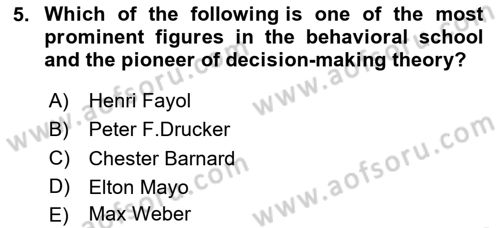 Organization Theory and Design Dersi 2024 - 2025 Yılı (Final) Dönem Sonu Sınav Soruları 5. Soru