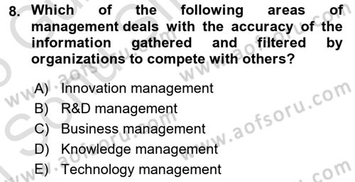 Organization Theory and Design Dersi 2024 - 2025 Yılı (Final) Dönem Sonu Sınav Soruları 8. Soru