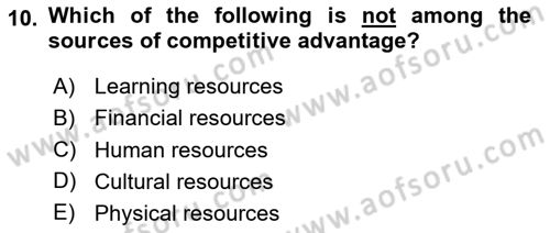 Organization Theory and Design Dersi 2024 - 2025 Yılı Yaz Okulu Sınav Soruları 10. Soru