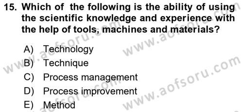 Organization Theory and Design Dersi 2024 - 2025 Yılı Yaz Okulu Sınav Soruları 15. Soru