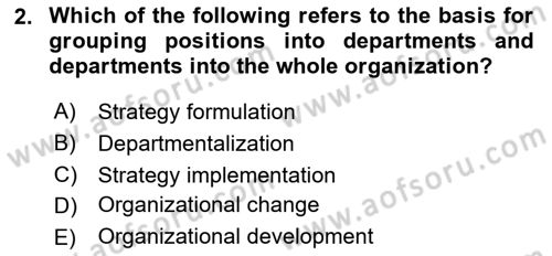 Organization Theory and Design Dersi 2024 - 2025 Yılı Yaz Okulu Sınav Soruları 2. Soru