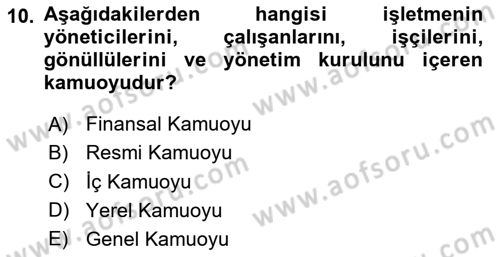 Pazarlamaya Giriş Dersi 2020 - 2021 Yılı Yaz Okulu Sınav Soruları 10. Soru