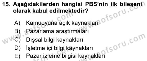 Pazarlamaya Giriş Dersi 2020 - 2021 Yılı Yaz Okulu Sınav Soruları 15. Soru