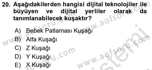 Pazarlamaya Giriş Dersi 2021 - 2022 Yılı (Vize) Ara Sınavı 20. Soru