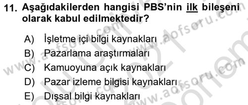 Pazarlamaya Giriş Dersi 2021 - 2022 Yılı (Final) Dönem Sonu Sınav Soruları 11. Soru