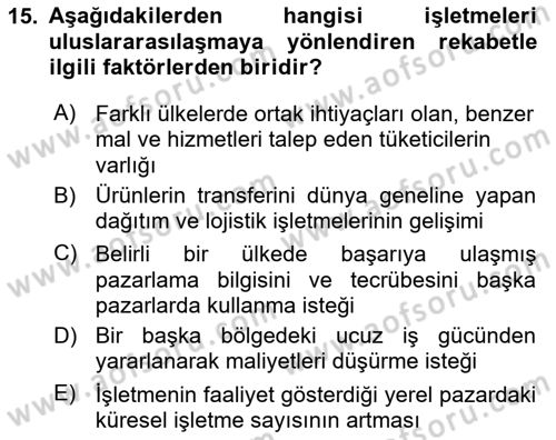 Pazarlamaya Giriş Dersi 2021 - 2022 Yılı (Final) Dönem Sonu Sınav Soruları 15. Soru