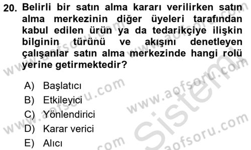 Pazarlamaya Giriş Dersi 2021 - 2022 Yılı (Final) Dönem Sonu Sınav Soruları 20. Soru