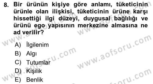 Pazarlamaya Giriş Dersi 2021 - 2022 Yılı (Final) Dönem Sonu Sınav Soruları 8. Soru